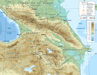 Carte Caucase relief altitude