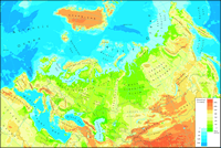 Carte Eurasie relief altitude