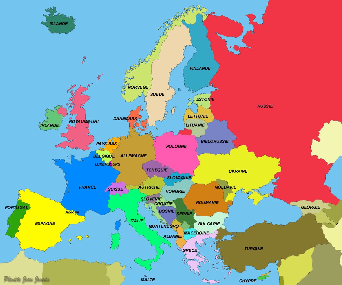 Carte des continents : L'Europe : page 6