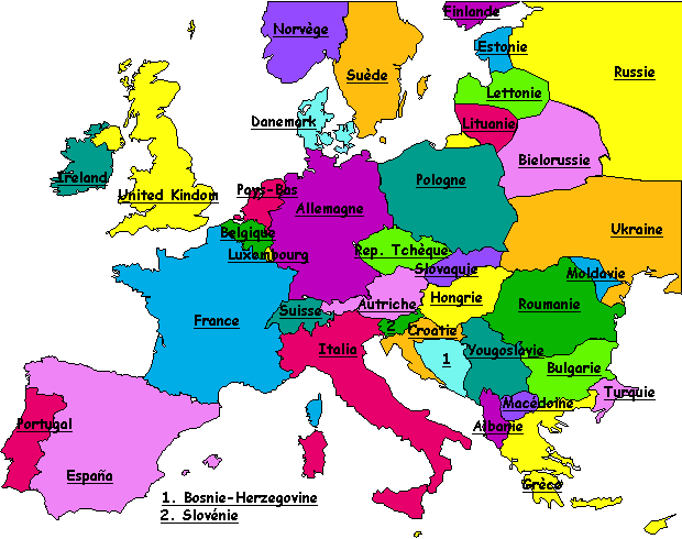 Carte de l'Europe - Cartes reliefs