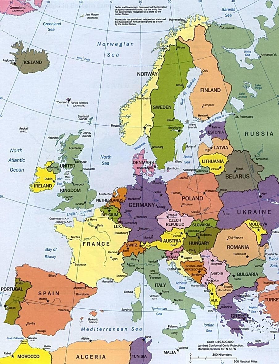 carte europe vierge couleur