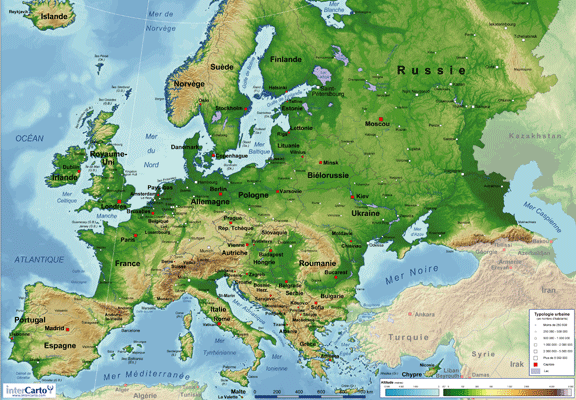 Carte d'Europe avec le relief