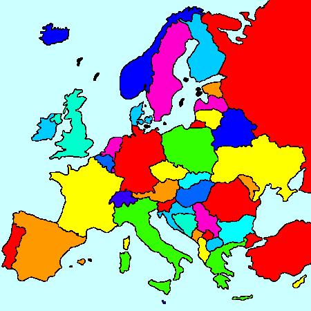 carte Europe vierge et en couleur à compléter
