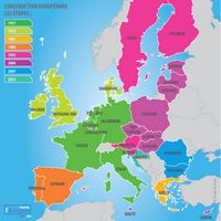 Carte de l'Europe avec la construction de l'Union Européenne