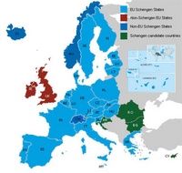 Carte de l'Europe avec l'espace Schengen