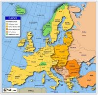 Carte de l'Europe avec la situation des pays dans l'Union Européenne UE