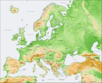 Carte de l'Europe avec la topographie et le relief