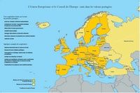 Carte de l'Europe avec les pays de l'Union Européenne et les pays membres du Conseil de l'Europe