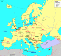 Carte politique de l'Europe avec les grands pays, les petits Etats et les capitales