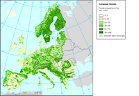 Carte de l'Europe avec le pourcentage de forêt par kilomètre carré
