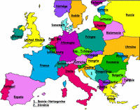 Carte d'Europe simple en couleur avec le nom des pays