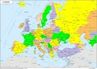 Carte de l'Europe HD 2023 avec les pays en couleur