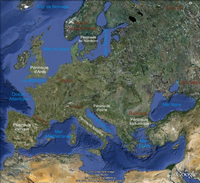 Carte de l'Europe avec le relief et les grandes péninsules Carte de l'Europe avec le relief et les grandes péninsules