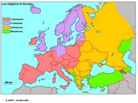 Carte de l'Europe simple avec les religions