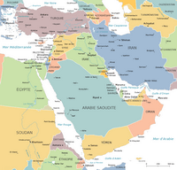 Carte Moyen Orient pays couleur ville