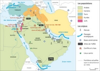Carte Moyen Orient pétrole passage lieux saints