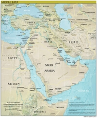 Carte Moyen Orient relief pays ville