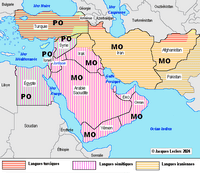 Carte Proche Orient Moyen Orient langue