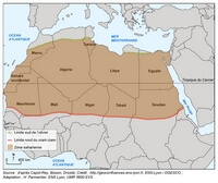 Carte désert Sahara limite nord sud