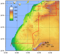 Carte Sahara occidental relief altitude