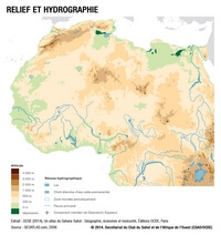 Carte Sahel relief altitude hydrographie