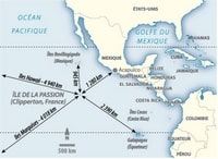 Carte Clipperton île de La Passion distances kilomètre