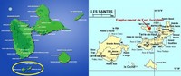 Carte de la Guadeloupe avec les dépendances et un zoom sur Les Saintes