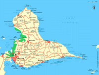 Carte de l'est de la Guadeloupe