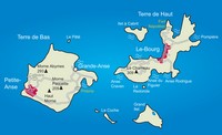 Carte des îles Saintes une dépendance de la Guadeloupe, avec les routes