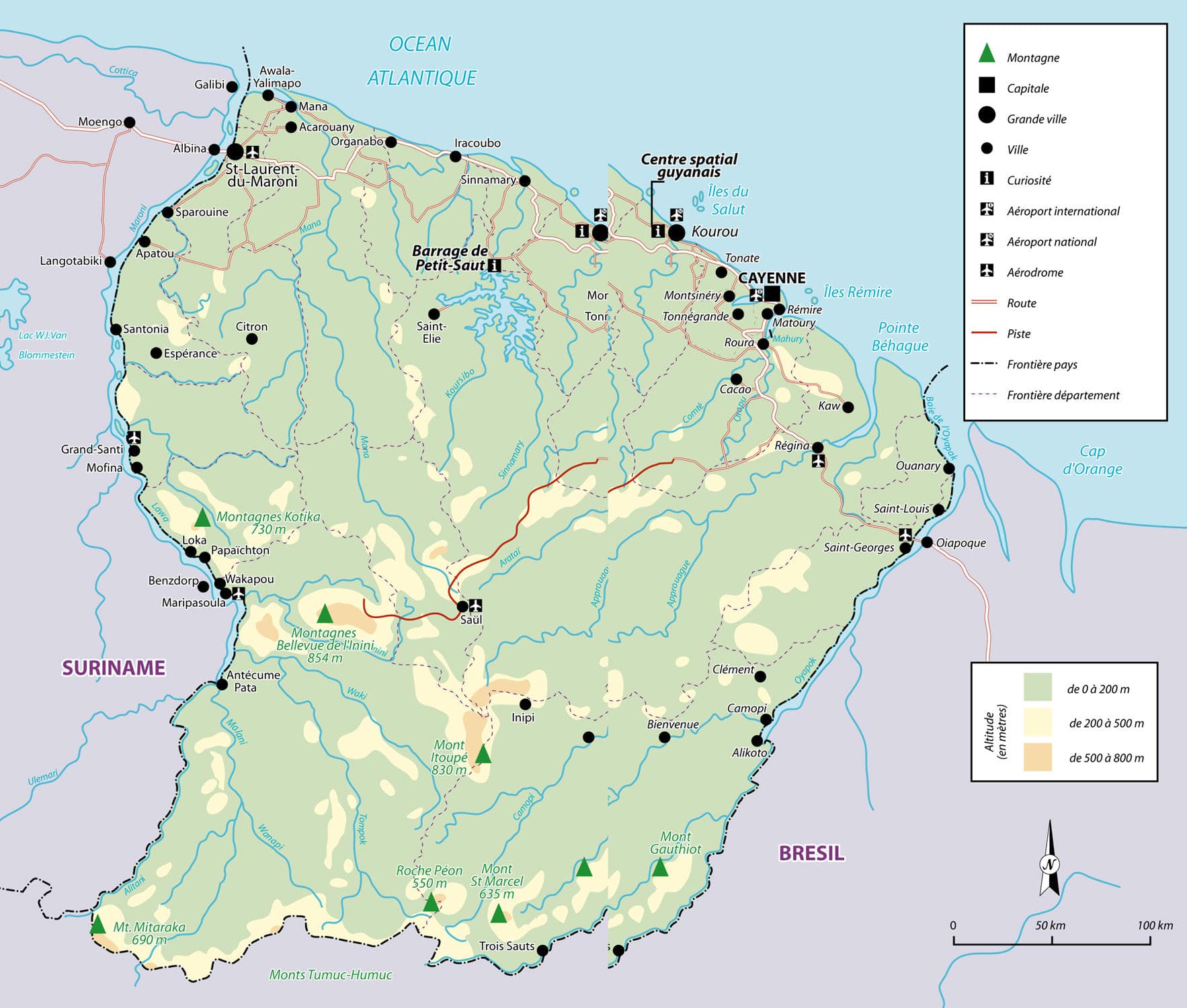 carte touristique de la guyane