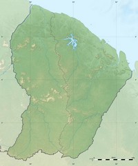 Carte de la Guyane vierge avec le relief et les cours d'eau