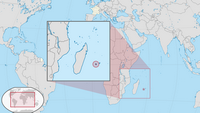 Carte de la Réunion avec la localisation dans l'océan Indien