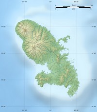 Carte de la Martinique avec le relief, les cours d'eau et les échelles