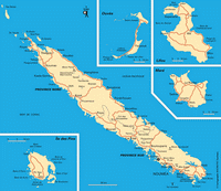 carte Nouvelle-Calédonie villes les routes et l'île des pins