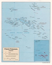 Carte de la Polynésie francaise avec la capitale, les archipels et les échelles