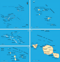 Carte de la Polynésie française avec les archipels et les villes