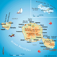 Carte de la Polynésie française avec les îles du Vent