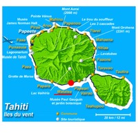 Carte de Tahiti avec les informations touristiques et les communes