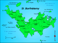 Carte de Saint-Barthélemy avec les échelles et les villes
