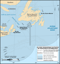Carte de Saint-Pierre-Et-Miquelon avec la frontière et les zones économiques exclusives