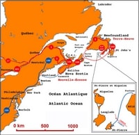 carte Saint-Pierre-Et-Miquelon océan Atlantique nord