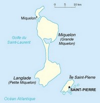 Carte de Saint-Pierre-Et-Miquelon simple avec l'échelle