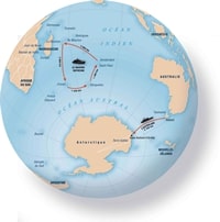 Carte Terres Australes et Antarctiques Françaises Terre Adélie îles Crozet Kerguelen