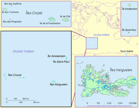 Carte des Terres Australes et Antarctiques Françaises île Crozet Kerguelen