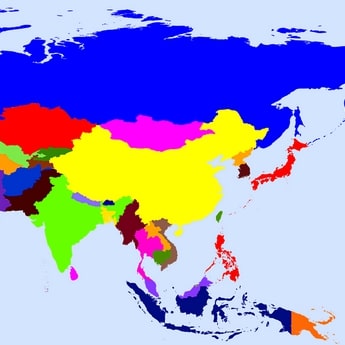 carte pays asie