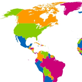 carte du monde continent Amerique Nord