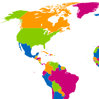 carte monde continent Amerique Nord