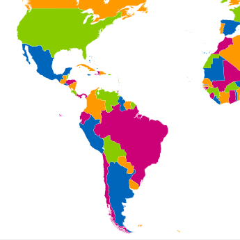 carte monde continent Amerique Sud