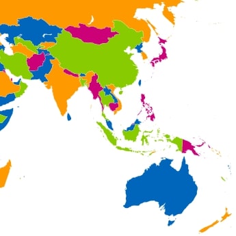 carte du monde continent Asie