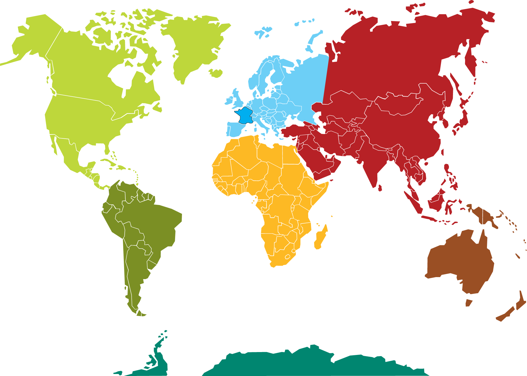 carte du monde continent
